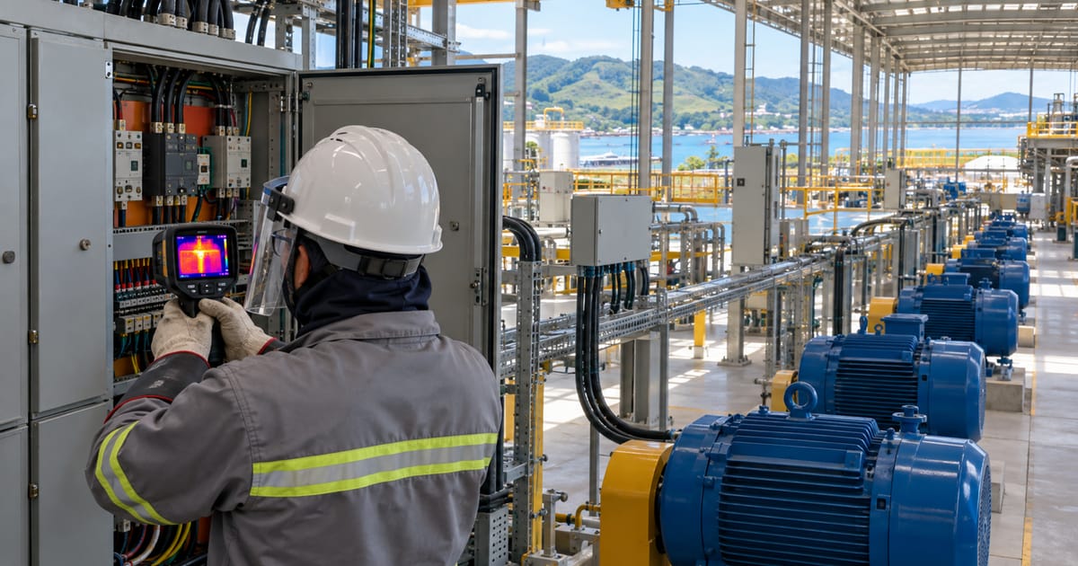 Inspeção termográfica industrial em painel elétrico