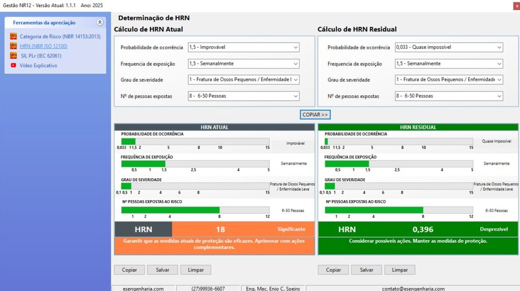 Aplicativo para adequação à NR12 - Categoria de Risco, HRN e SIL